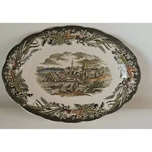 Vintage Ridgway Heritage Green Multicolor Relish/Gravy Underplate 8"
